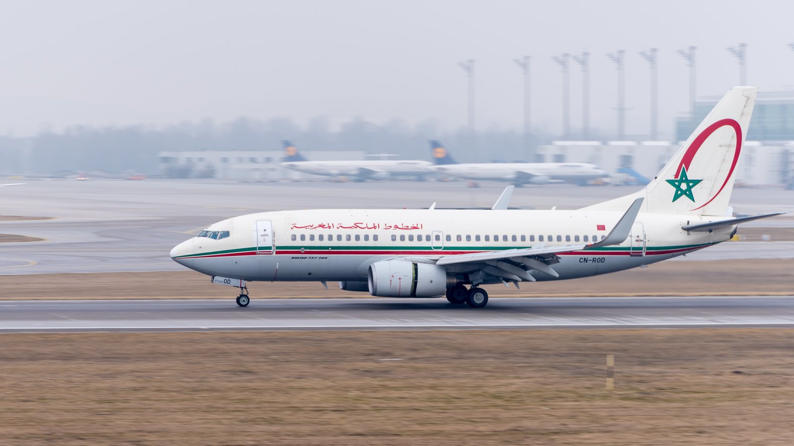 A Royal Air Maroc Boeing 737 on a runway
